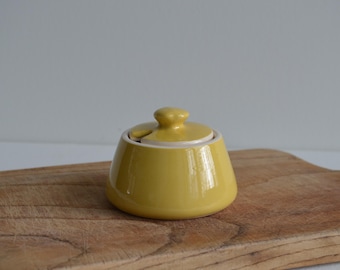 Vintage Sandygate Pottery Yellow Marmalade Condiment Lidded Pot England