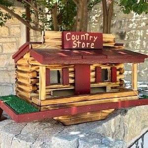 Post Mount Country Store Bird Feeder - Amish Handmade in USA