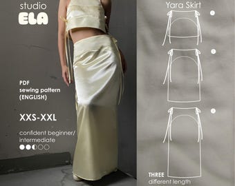Yaraスカートの縫製パターン：ミニ、ミディ、マキシ丈、XXS～XXL（PDFダウンロード）