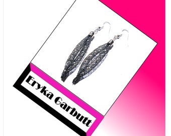 Black dangle earring. Nylon mesh with silver thread.  Simple & elegant. Ideal for special that occasions. Light and easy to post as a gift