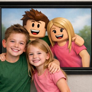 Custom Block Avatar Game Character style Digital Portrait | Wall Art Print | Family, Couple, Pet, Baby, Home, Names.