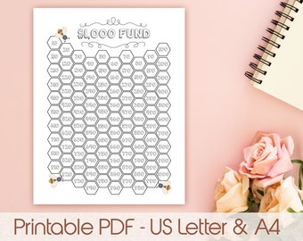 Bee Hive 1,000 Money Savings Tracker | Printable US Letter & A4 PDF | Instant Download
