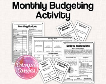 Monthly Budgeting Activity | Personal Financial Literacy