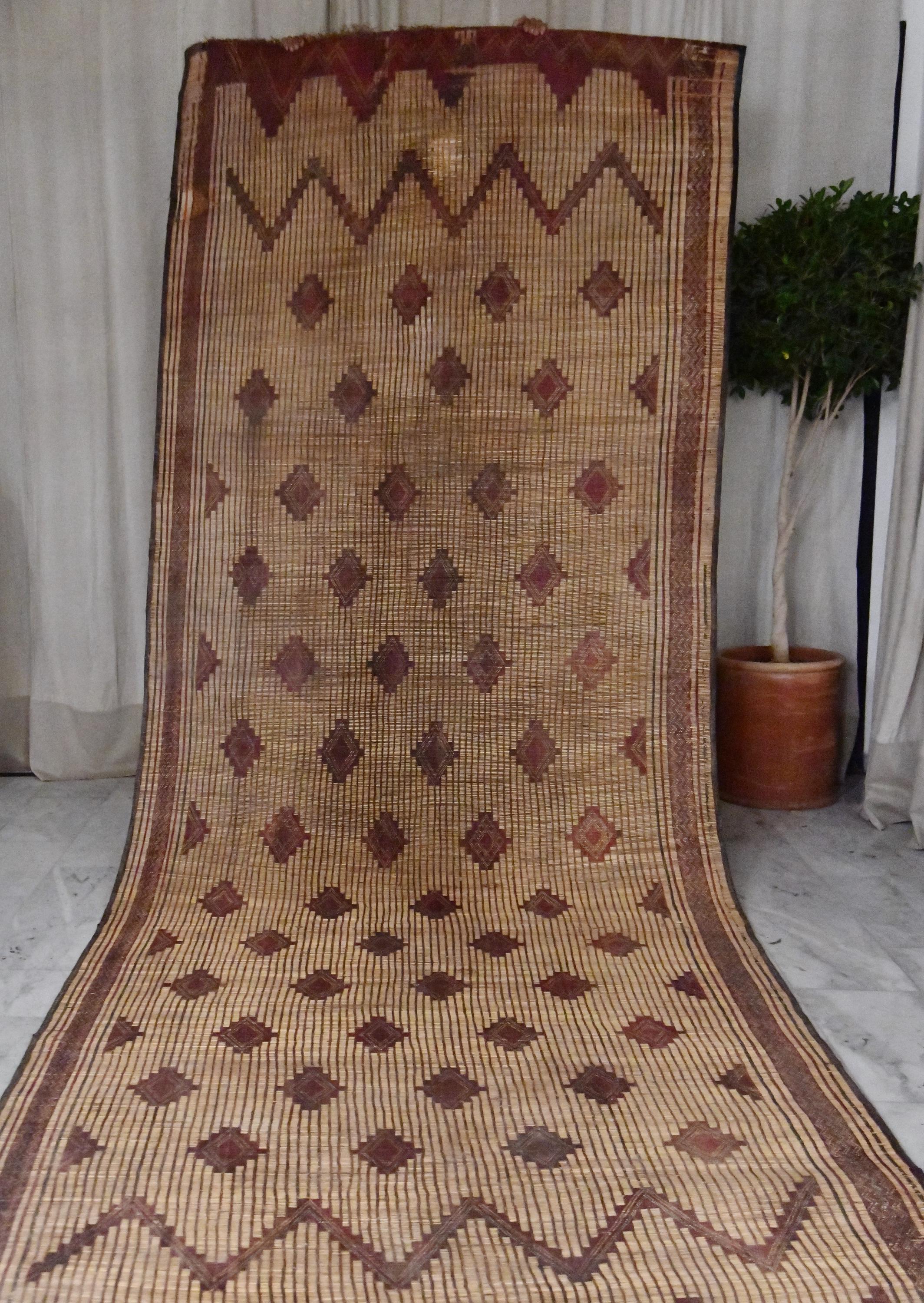 Abal (V2) - 16.40ft x 5.90ft (5m x 1.80m) Mauritanian Tuareg Mat, African Tuareg Rug, Handmade, Ethnic, Africa