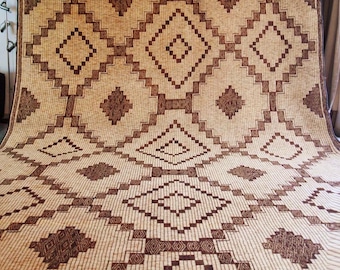 Huge Mauritanian Tuareg Mat: Handwoven Leatherwork Rug (17.12ft x 11.61ft)