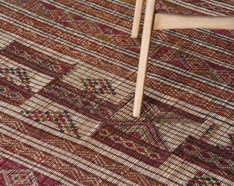 Handmade Tuareg Mat: Mauritanian Leatherwork Rug (7.21ft x 10.40ft)