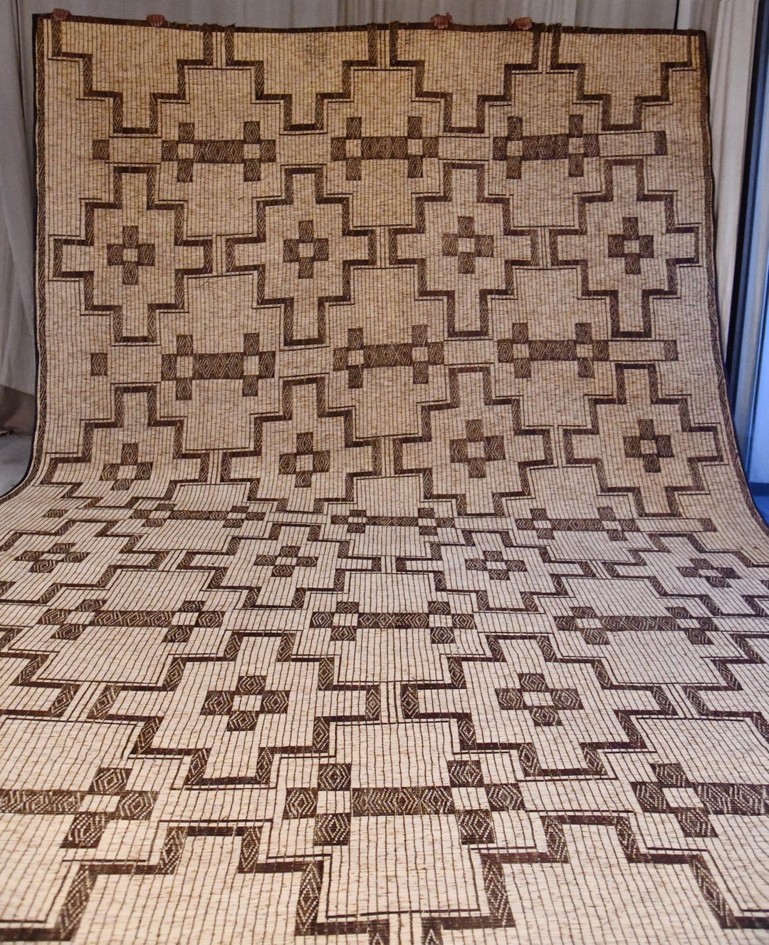 African Mat Pattern Huge Mauritanian Tuareg Mat: Handcrafted African Ethnic Rug (17.13ft X ...