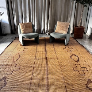 Anobi (N6) - 14.63ft x 9.06ft (4.46m x 2.76m) Mauritanian Tuareg Mat, African Tuareg rug, Handmade, Ethnic, Africa