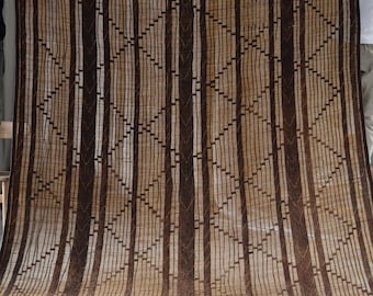 Mesqel (V13) - 7.74ft x 6.96ft (2.36m x 2.12m) Vintage Mauritanian Tuareg Mat, African Tuareg Rug, Handmade, Ethnic, Africa