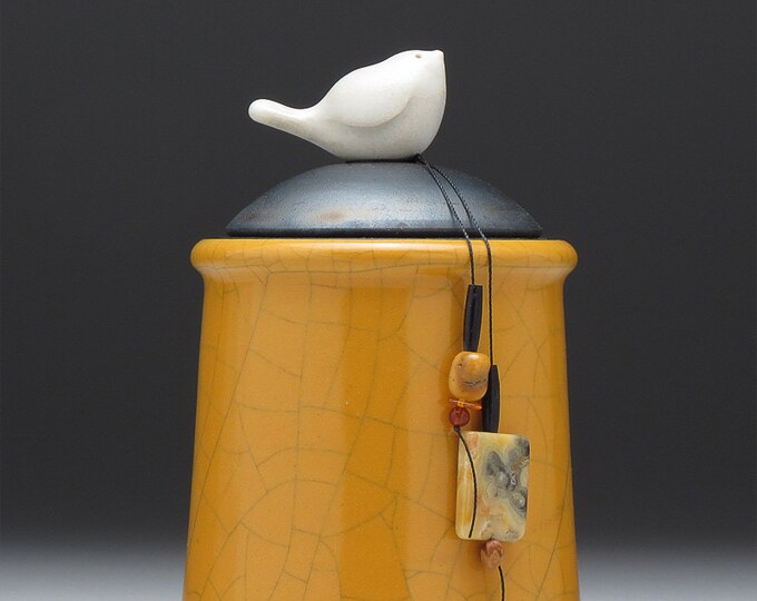 Ceramic Bird Jaryellow Gold Pottery Jar home Decorlittle Etsy