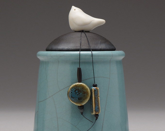 Ceramic Bird Jar Turquoise Green Handmade Pottery Jar home Etsy