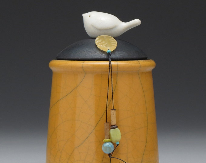 Art Pottery ceramic Bird Jaryellow Gold Pottery Jar home Etsy