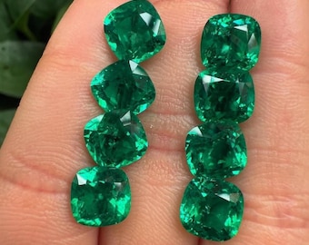 IGI Certified Lab Grown Emerald: Colombian Style Cushion Cut Gemstone