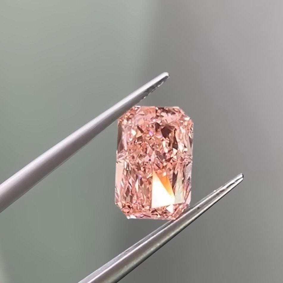 IGI Certified Fancy Pink Lab Grown Diamond: Radiant Cut CVD Gemstone