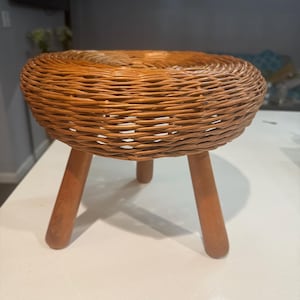 1950s Antique Tony Paul Wicker/Rattan Stool