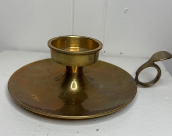 Vintage Brass Chamberstick Candle Holder