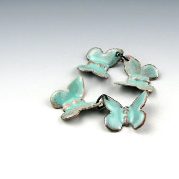 Enameled Butterflies / Seafoam Enamel  / Made to order