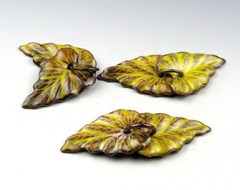 Enameled Ivy Leaf  / Yellow enamel / Made to order