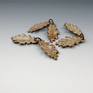 Enameled Extra Small Oak Leaf / Soft Brown Enamel / Made to order image 1