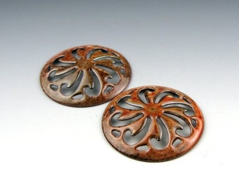 Enameled Pinwheel Focal or Cab /  Autumn Enamel / Made to order