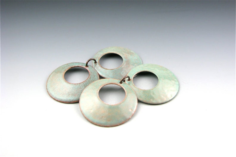 Enameled Domed Hoops / Seafoam Enamel / Made to Order image 1