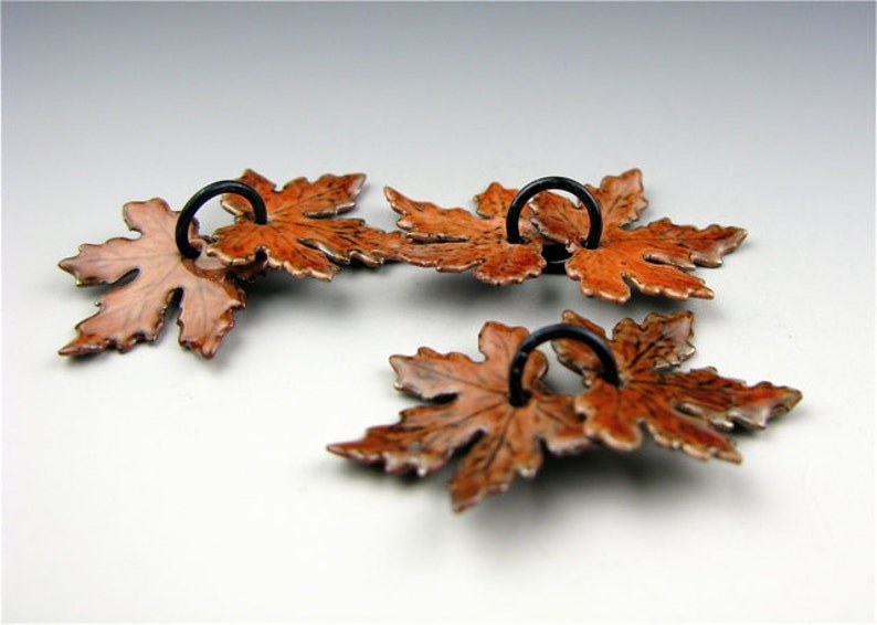 Enameled Small Maple Leaves / Autumn Enamel / Made to Order image 2