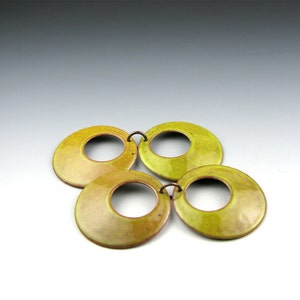 Enameled Domed  Hoops  /  Bitter Green Enamel  / Made to Order
