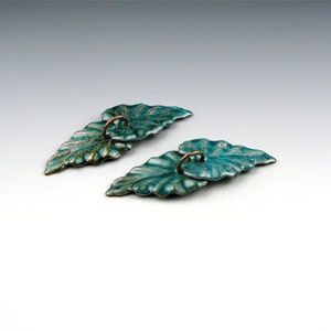 Enameled Ivy Leaf / Teal enamel / Made to order image 2