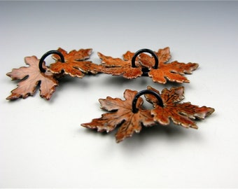 Enameled Small Maple Leaves / Autumn Enamel  / Made to Order