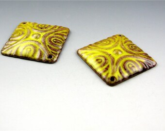 Enameled Deco Diamonds / Yellow Enamel / Made to Order