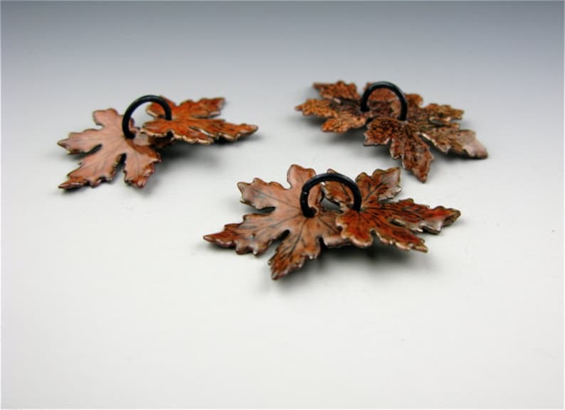 Enameled Small Maple Leaves / Autumn Enamel / Made to Order image 4