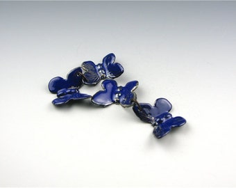 Enameled Butterflies / Cobalt Blue Enamel  / Made to order