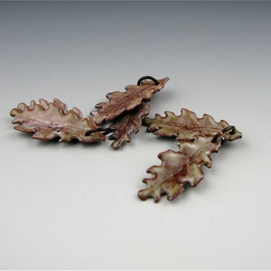 Enameled Extra Small Oak Leaf / Soft Brown Enamel / Made to order image 2