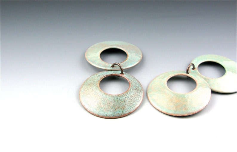 Enameled Domed Hoops / Seafoam Enamel / Made to Order image 2