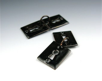 Enameled Key Hole / Black enamel / Made to order