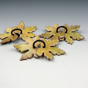 Enameled Small Maple Leaves / Lime Green Enamel / Made to Order image 1