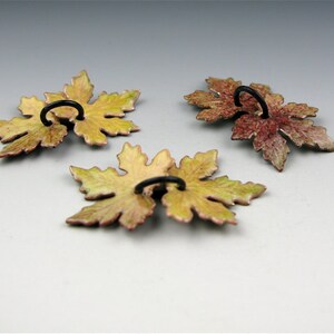 Enameled Small Maple Leaves / Lime Green Enamel / Made to Order image 2