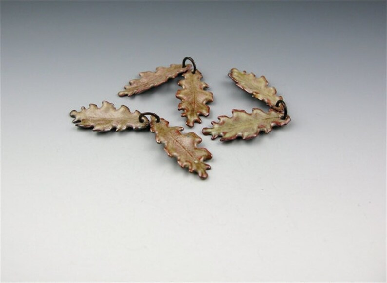 Enameled Extra Small Oak Leaf / Soft Brown Enamel / Made to order image 1