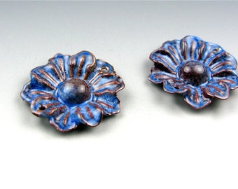 Enameled Daisy / Nitric Blue Enamel / Made to Order