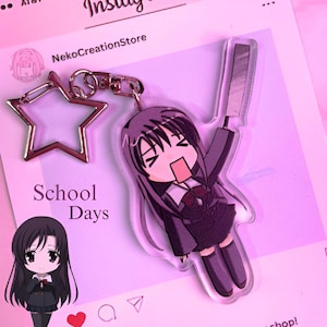 School Days | Acrylic Keychain | Katsura Kotonoha | Denpa Yandere Girl | Anime Charm