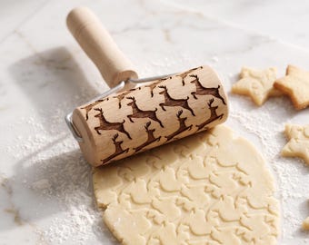 Rolo de massa com relevo para biscoitos perfeitos, rolo de massa com relevo gravado, rolo para massa, presente exclusivo para inauguração de casa ou Natal.