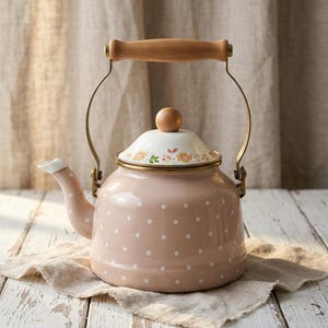 Geëmailleerde waterkoker voor thee | Cottagecore-keukenketel met bloemen | Moederdagcadeau voor moeder | Vintage boerenwaterkoker | Housewarmingcadeau