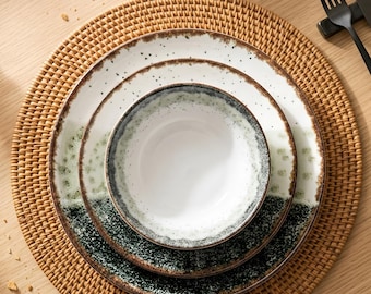 Porcelain Dinner Set For 4, High Quality 12-Piece  Dinnerware Set, Modern Decorative Porcelain Dining Plates and Bowls