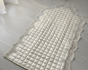 Alfombra de oración hecha a mano, alfombra de oración de terciopelo de lujo, regalo musulmán islámico, alfombra de oración islámica, regalo de Eid, regalo de Umrah, regalo de Ramadán, alfombra de oración islámica