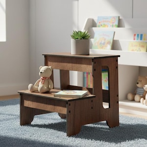 2-Step Wooden Step Stool - Kitchen Stool - Farmhouse Stool -  Handcrafted Wooden Step Stool