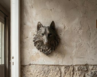 Handcrafted Wolf Head Wall Sculpture, Rustic Lodge Animal Decor
