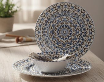Porcelain Dinnerware Set - Modern Porcelain Dinner Set - Minimalist Tableware - Housewarming Gift - 12 Piece Dinner Set For 4