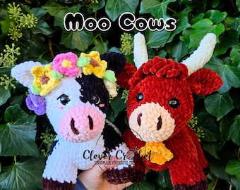 Patrón de crochet para vaca Moo de Maggie y Margo, peluche para principiantes (patrón PDF)