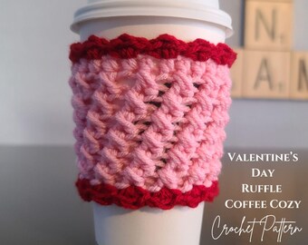 Ruffle Coffee Cozy Crochet Pattern: Beginner Easy Crochet Project (2 PDFs)