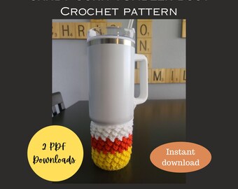 Candy Corn Crochet Tumbler Cozy Pattern: Fall Cup Sleeve (PDF Pattern)